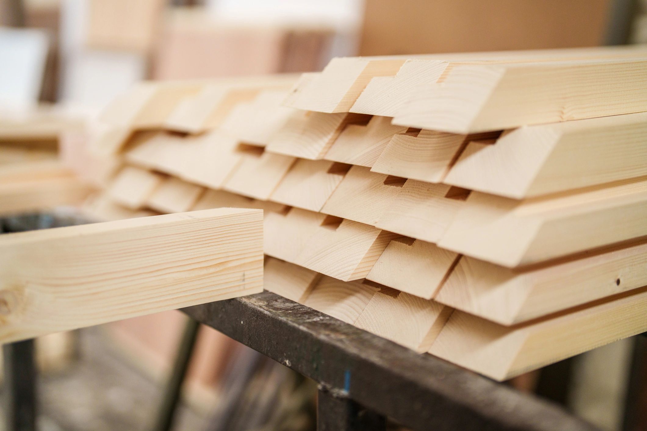 Decking boards displayed in outdoor setting