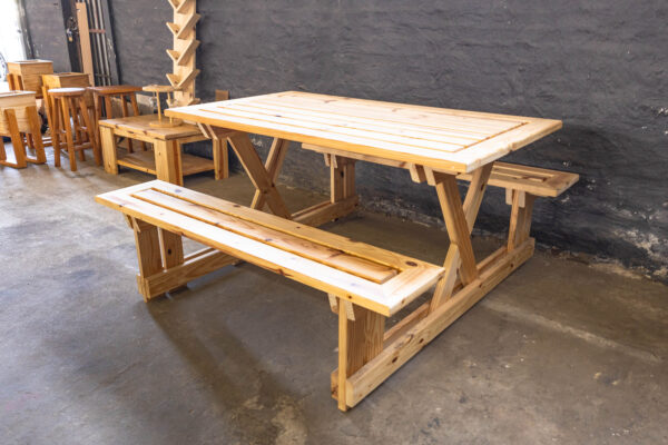 Wooden Table And Bench