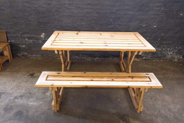 Wooden Table And Bench